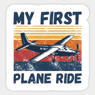 My First Plane Ride, Retro Vintage Sunset Airplane Sticker